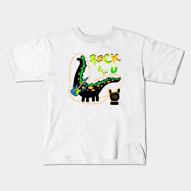 rock spirit, dinosaur Kids T-Shirt by zzzozzo